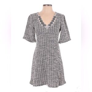 NWOT Max Studio black and white tweed short sleeve a-line dress size XS